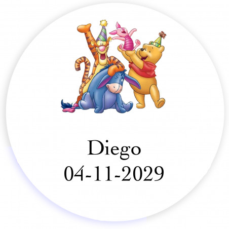 Winnie the pooh adhesivo 3cm para eventos especiales