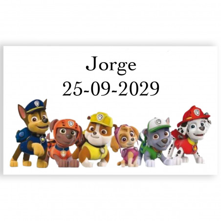Patrulla canina adhesivo personalizado 3x5cm