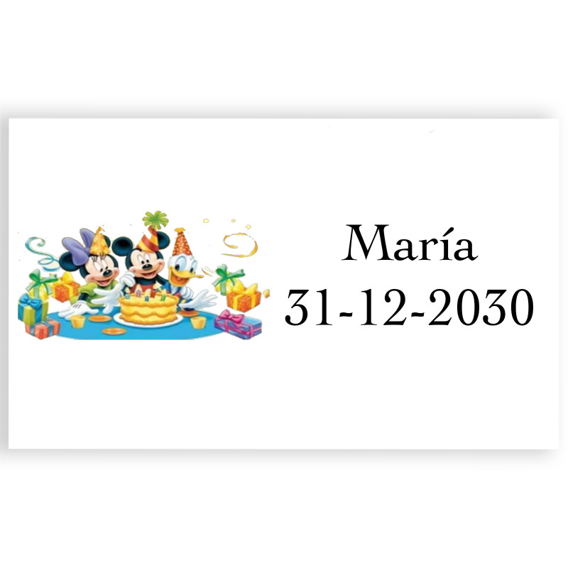 Disney adhesivo personalizado de 3x5cm en horizontal