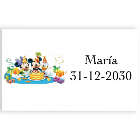 Disney adhesivo personalizado de 3x5cm en horizontal