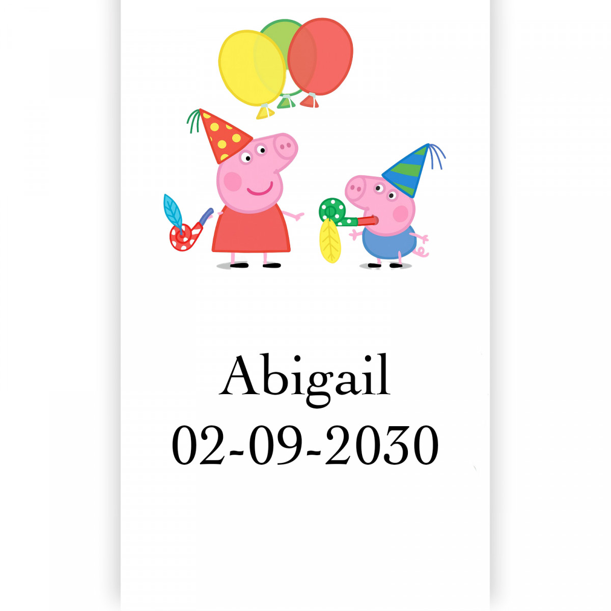 Peppa pig adhesivo editable 5x3cm vertical