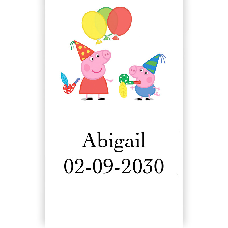 Peppa pig adhesivo editable 5x3cm vertical