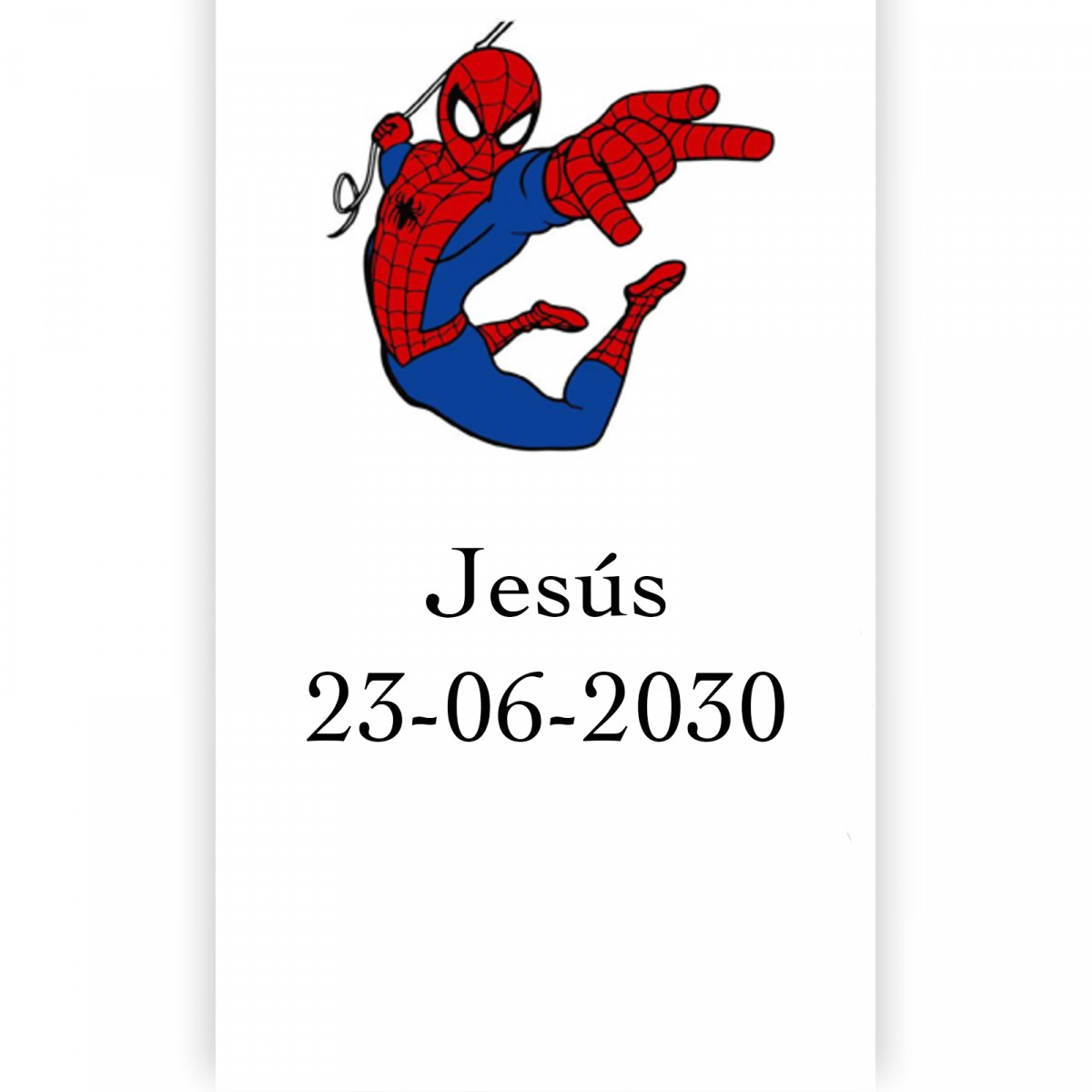 Spiderman adhesivo para personalizar con texto 3x5cm