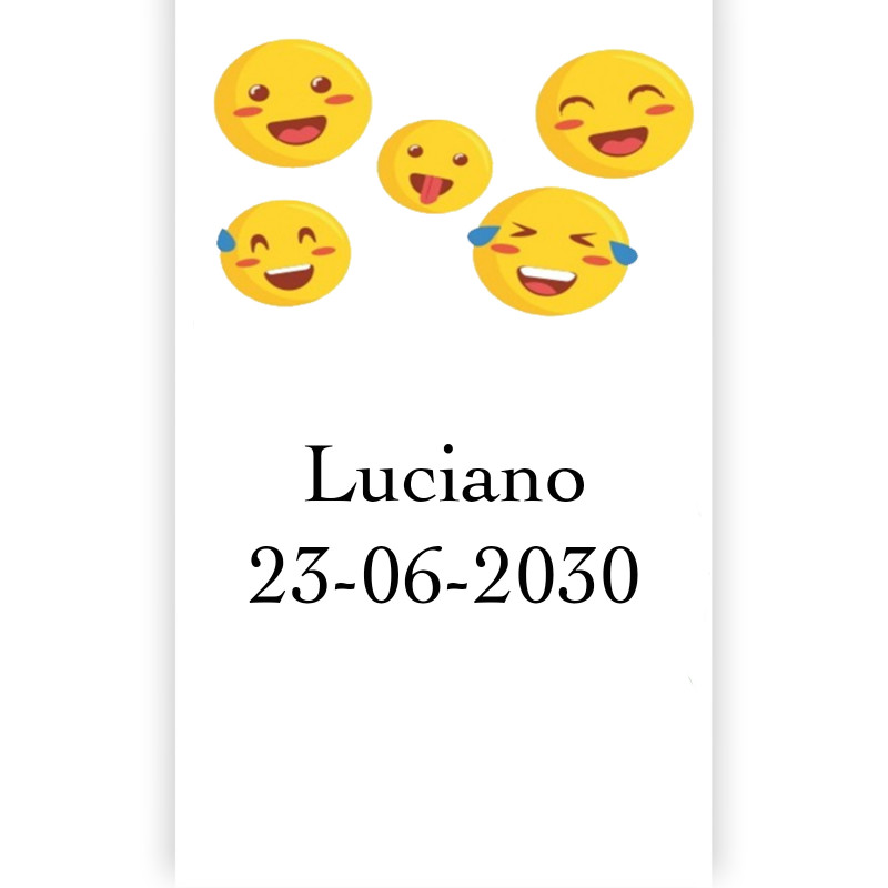 Emojis adhesivo personalizado 3x5cm con fondo blanco