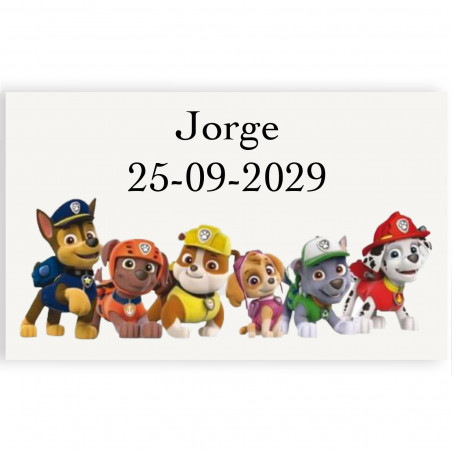 Patrulla canina adhesivo personalizado 3x5cm transparente