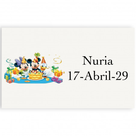 Disney adhesivo personalizado transparente 3x5cm