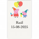 Peppa pig adhesivo personalizado con fondo transparente 3x5cm