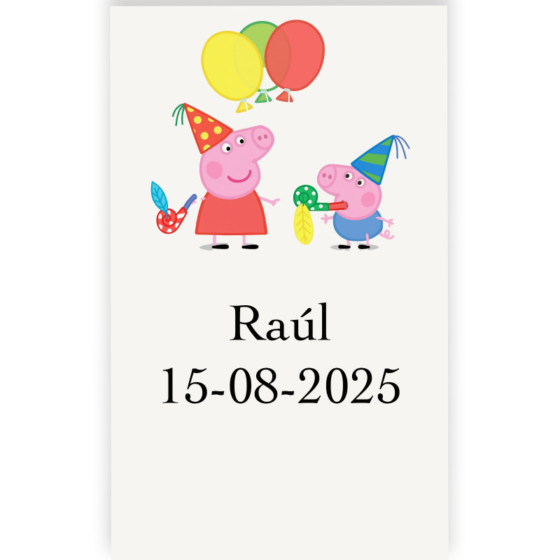 Peppa pig adhesivo personalizado con fondo transparente 3x5cm