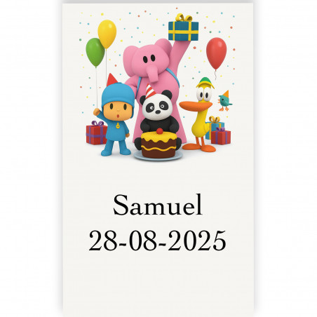 Pocoyó en adhesivos con personalización transparentes 3x5cm
