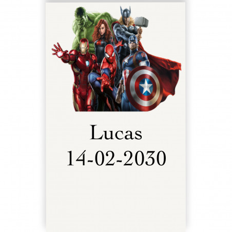 Avengers adhesivo temático personalizado 3x5cm transparente