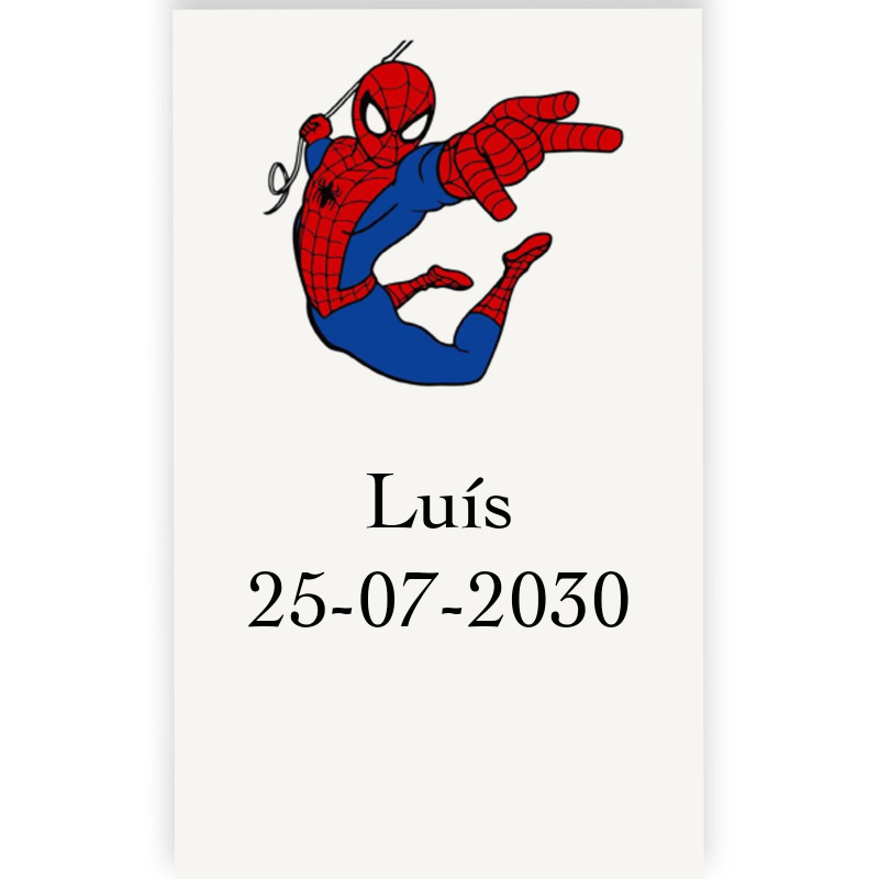 Spiderman etiqueta personalizada para eventos 3x5cm transparente