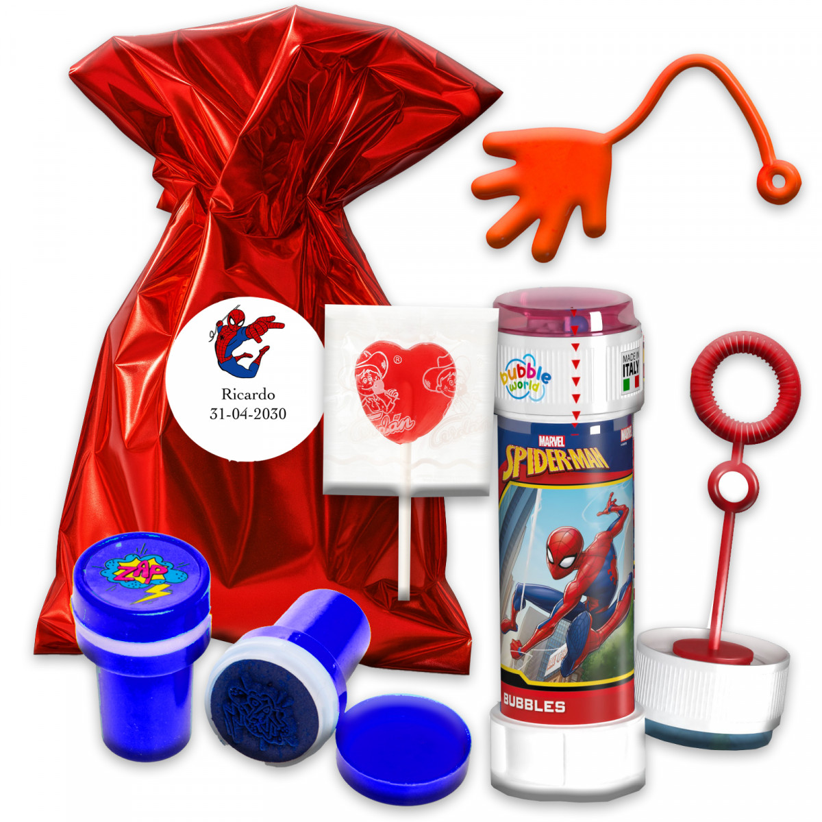 Spiderman bolsa metálica con detalles divertidos infantiles