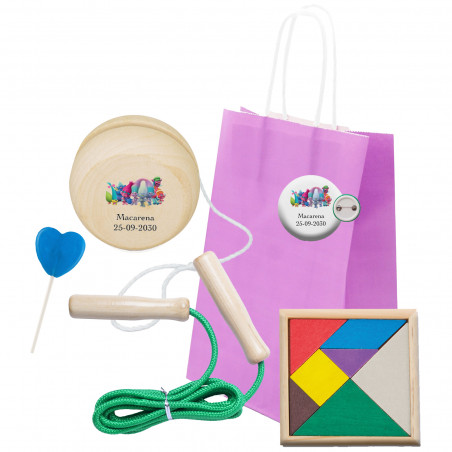 Trolls bolsa de papel con detalles divertidos para niños