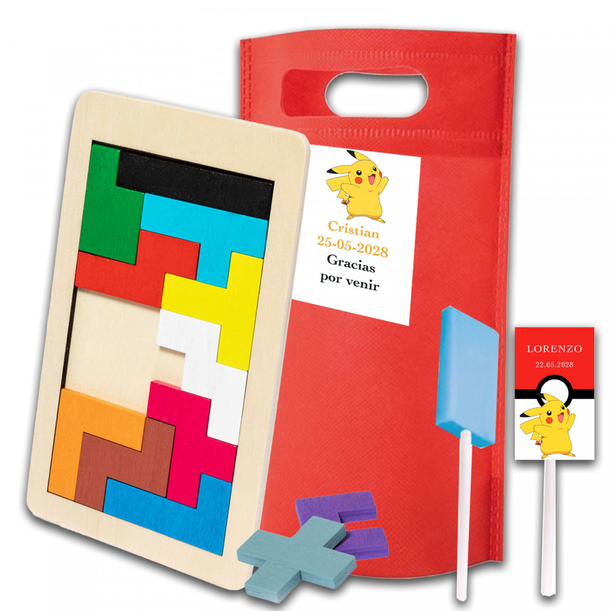 Pokémon pack para invitados personalizados educativo y sabroso