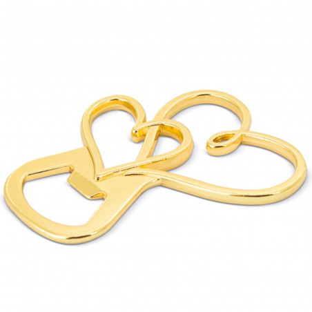 Abridor de botellas dorado corazón