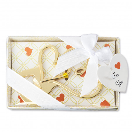 Abridor de botellas dorado corazón