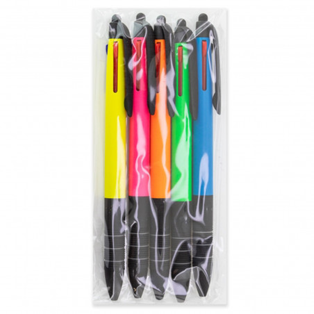 Bolígrafos con tinta azul, negra y roja, pack de 5 unidades