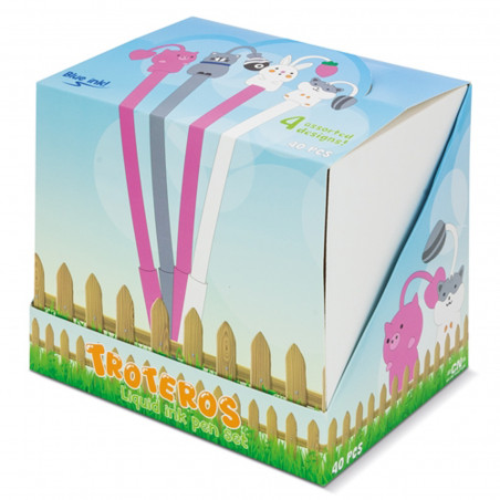 Pack 40 unidades, bolígrafos kawaii animales