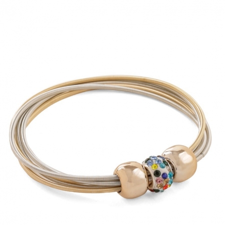 Pulsera elástica para mujer con abalorios dorados y brillantes Elegancia y comodidad en un solo accesorio