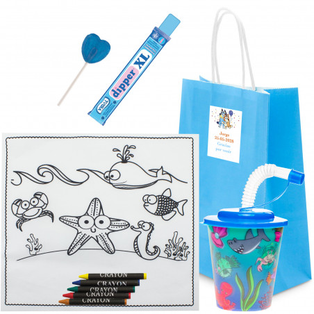 Bluey y Bingo set infantil marino con chuches