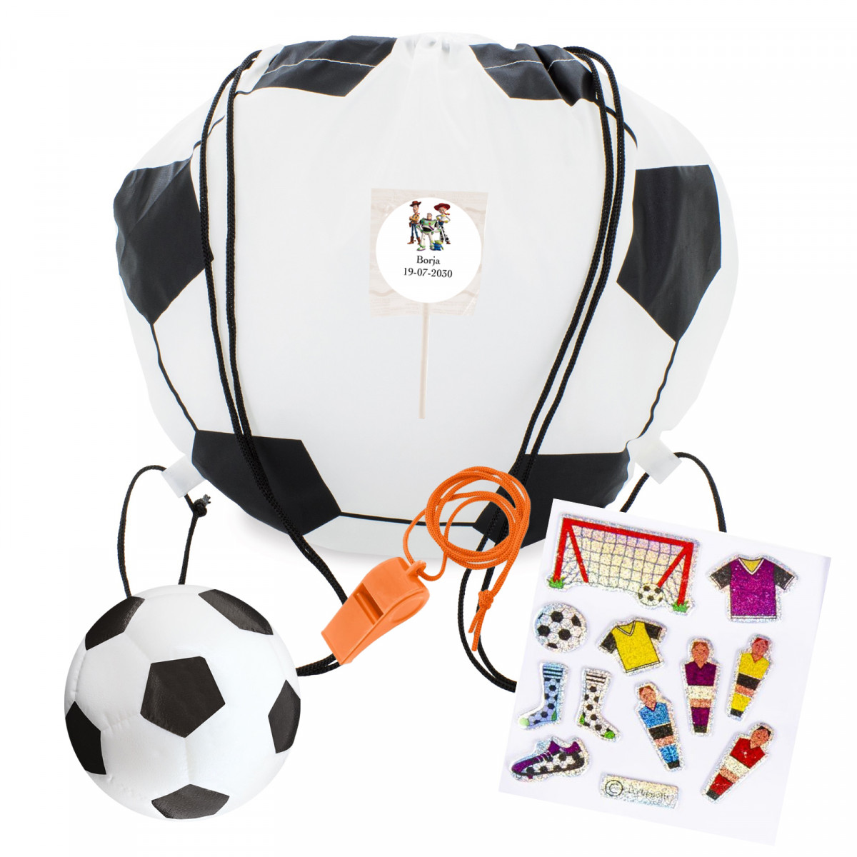 Toy Story mochila futbolera con accesorios pegatinas y dulce