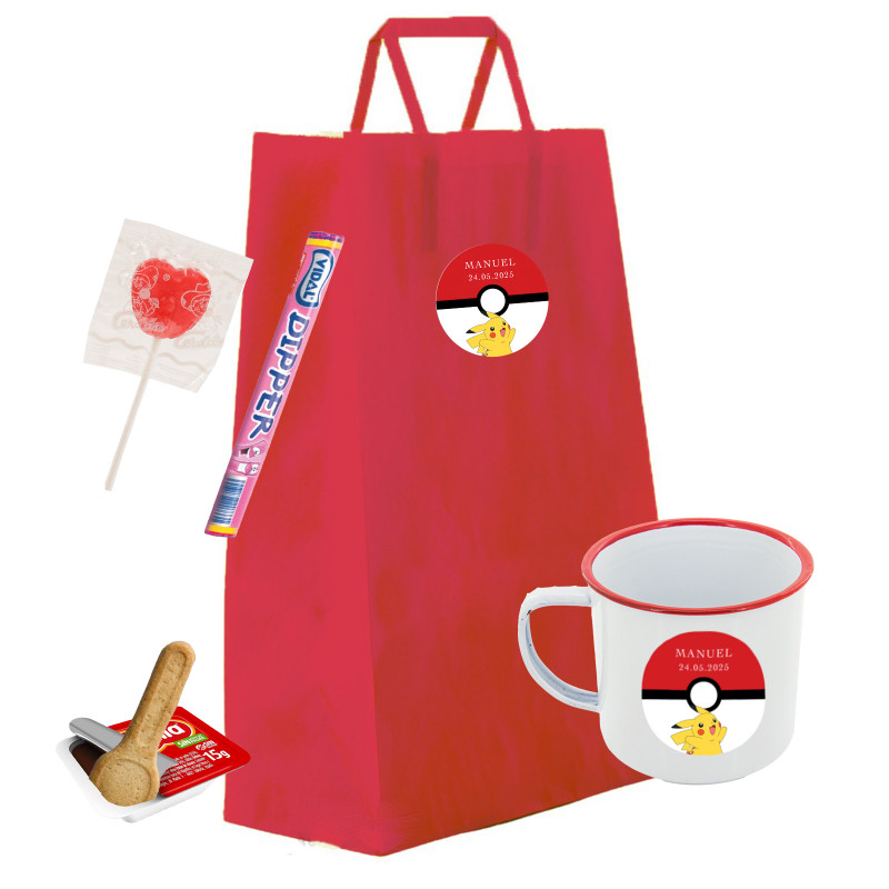 Pokemon regalo infantil personalizado con taza y dulces