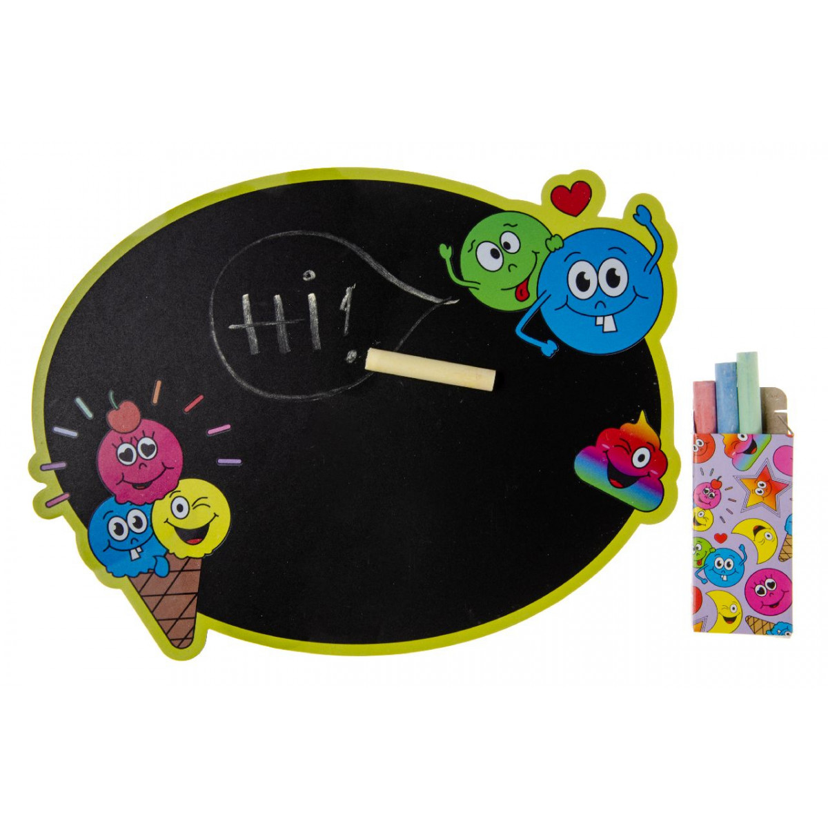 Pizarra con tizas para fiestas infantiles