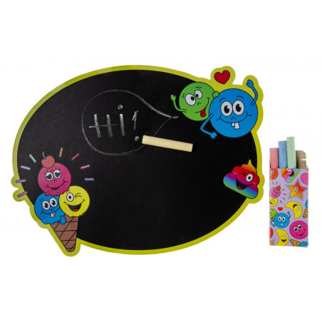 Pizarra con tizas para fiestas infantiles