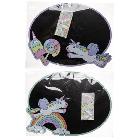 Pizarra unicornio con tizas