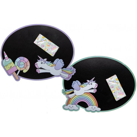 Pizarra unicornio con tizas