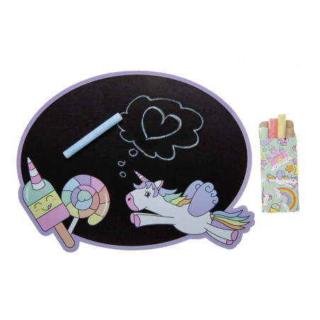Pizarra unicornio con tizas