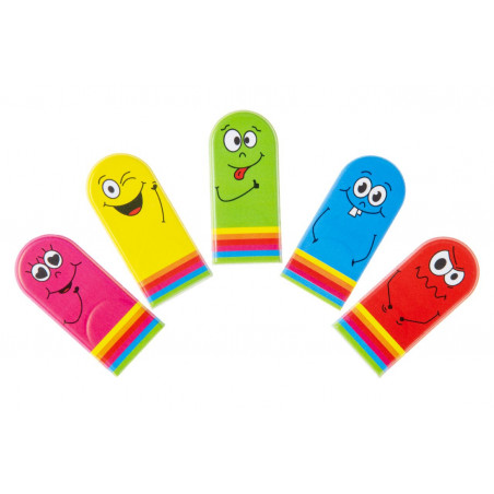 Emoji marioneta de dedo divertida con caritas de emoción