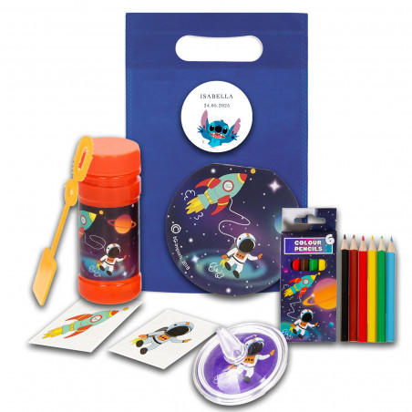 Stitch bolsa con regalos para niños espacial