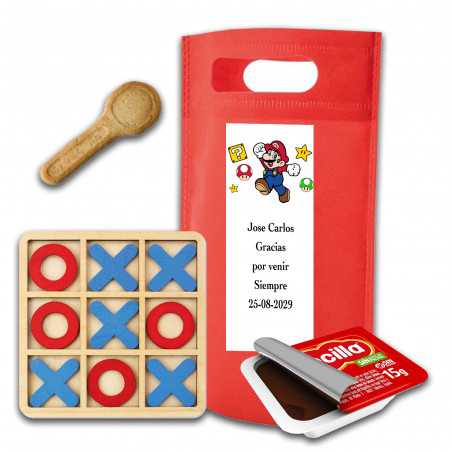 Mario bros juego tres en raya con nocilla y galleta