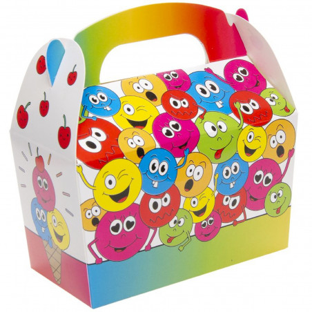 Emojis caja de regalo con detalle creativo y dulces