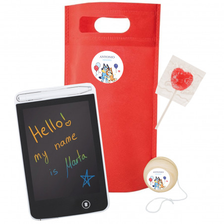 Bluey y Bingo pack infantil con pizarra digital y yoyo de madera