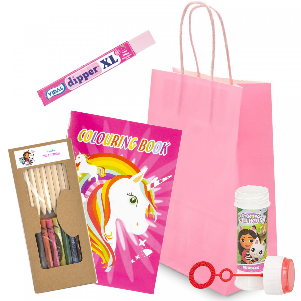 Gabby Gato pack infantil con libro para colorear pompero lápices y ceras