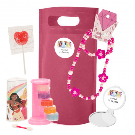Princesas Disney bolsa fucsia con detalles para invitadas y chuche