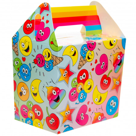 Emojis caja regalo para invitados con juegos pegatinas y chuche