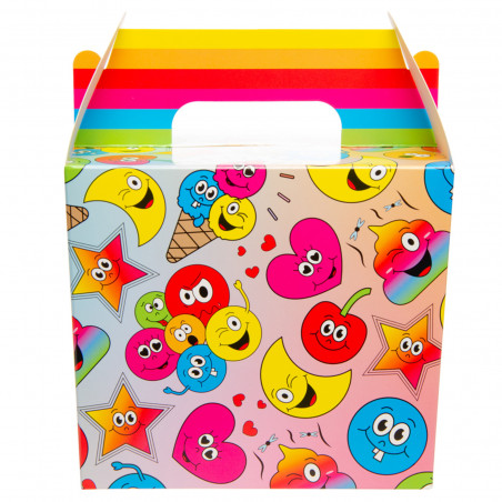 Emojis caja regalo para invitados con juegos pegatinas y chuche