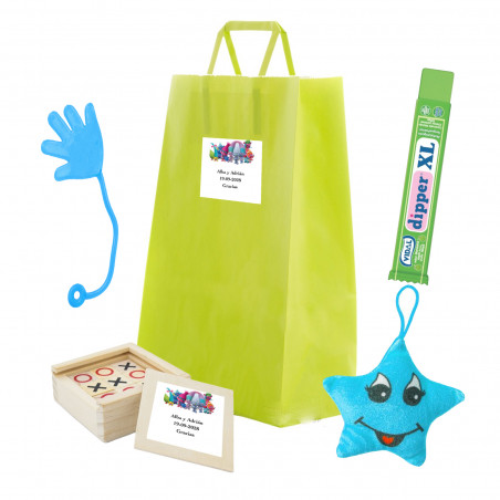 Trolls juego de tres en raya personalizado y peluche en bolsa personalizable