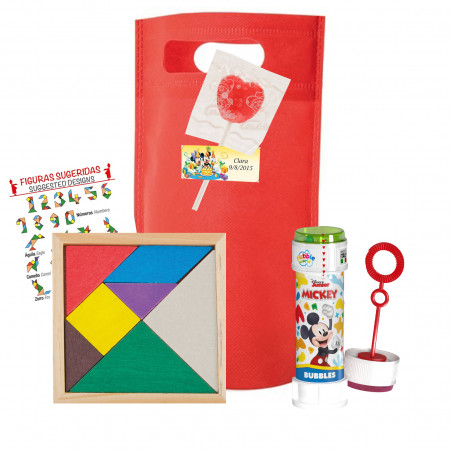 Disney pack con tangram de madera pompero y piruleta