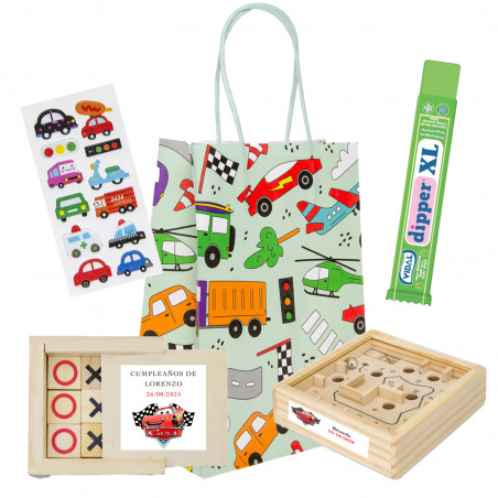 Cars pack con juego 3 en raya y laberinto personalizados
