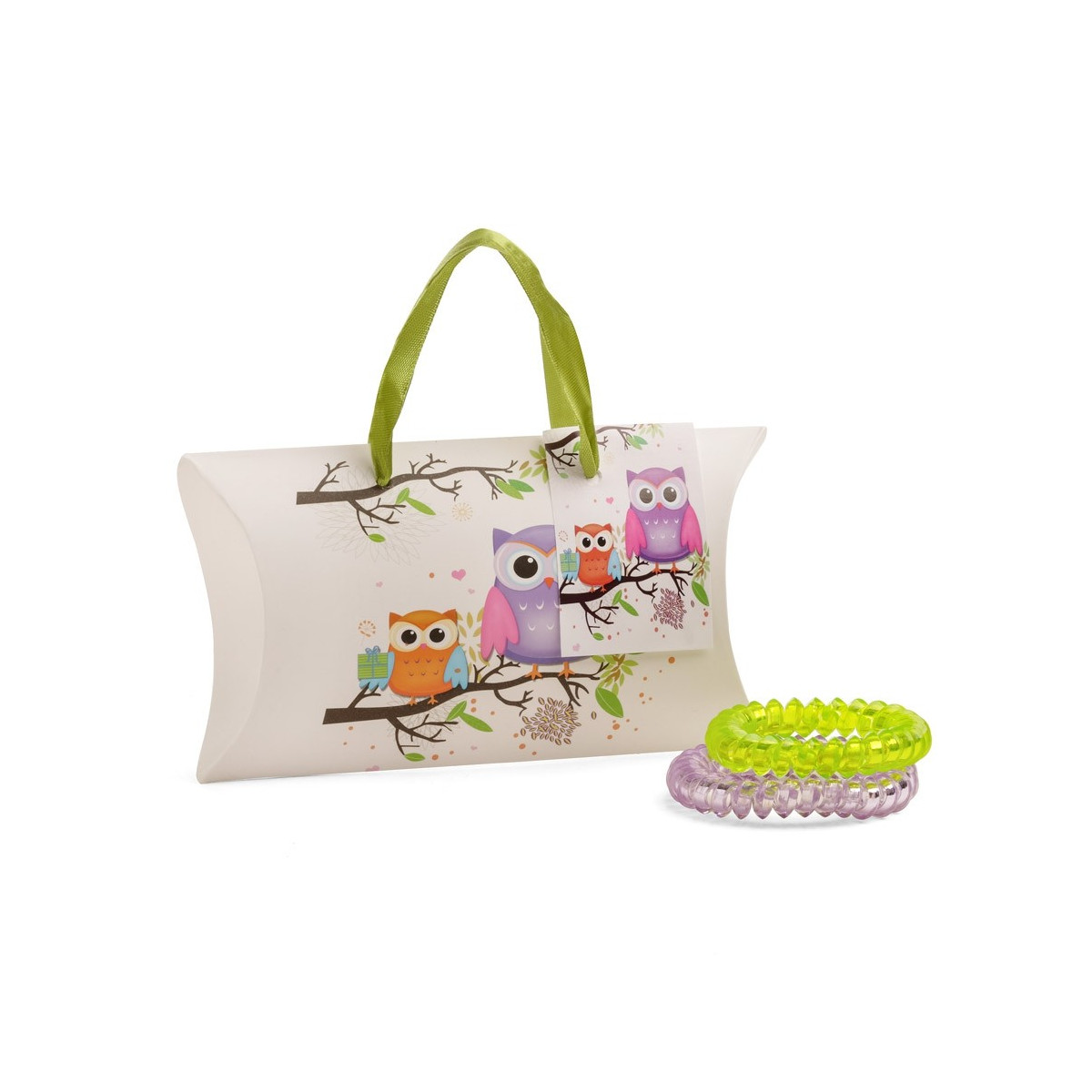 Pulseras presentadas en caja con diseño buho
