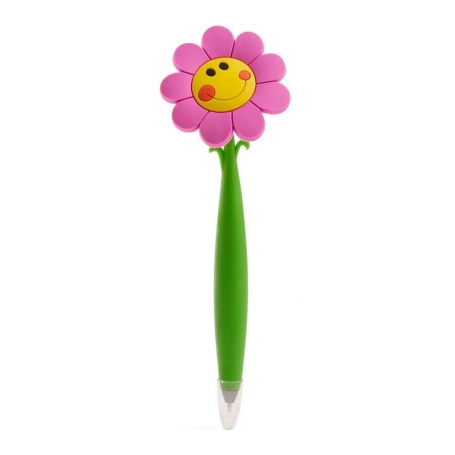 Bolígrafo con forma graciosa para regalar, forma flor con carita sonriente