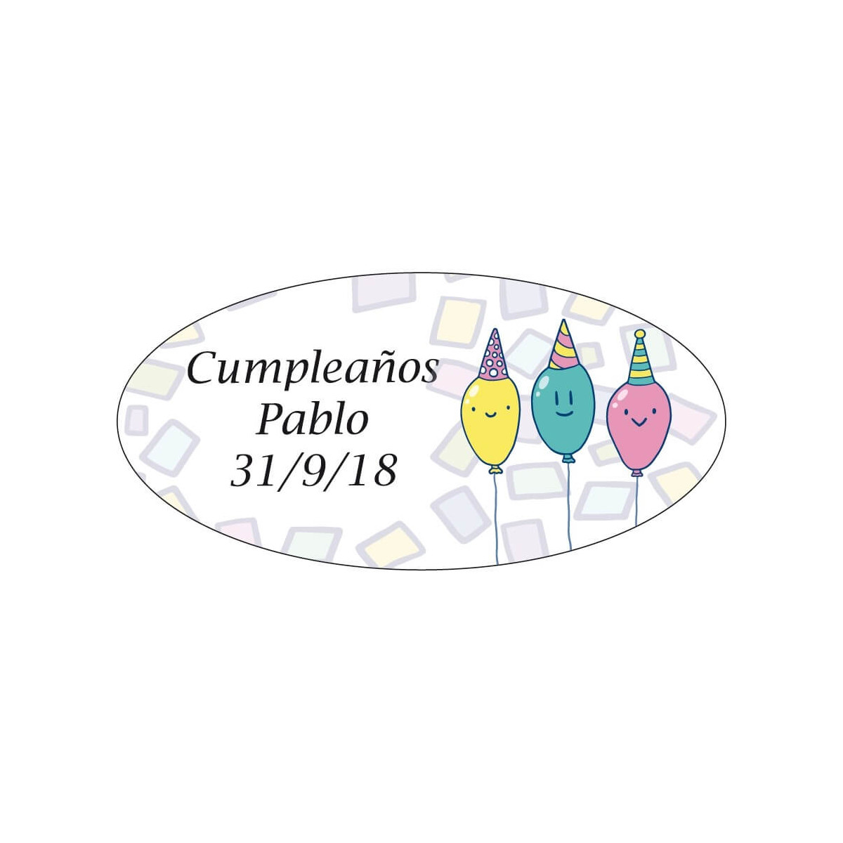 Etiqueta cumpleaños para personalizar con nombre y fecha