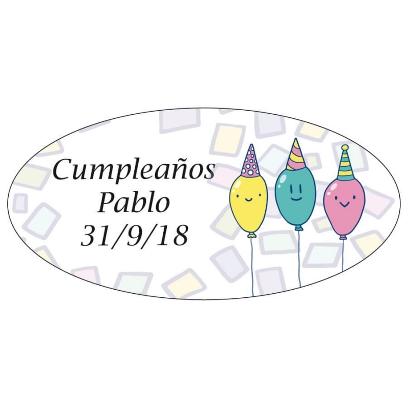 Etiqueta cumpleaños para personalizar con nombre y fecha