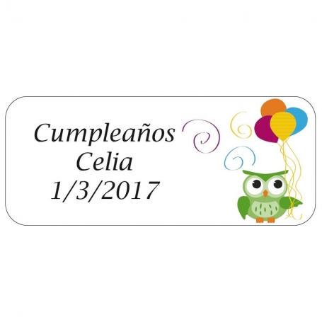 Etiqueta personalizada para eventos diseño buho