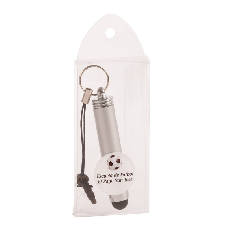 Puntero táctil en caja de acetato con adhesivo personalizado de fútbol