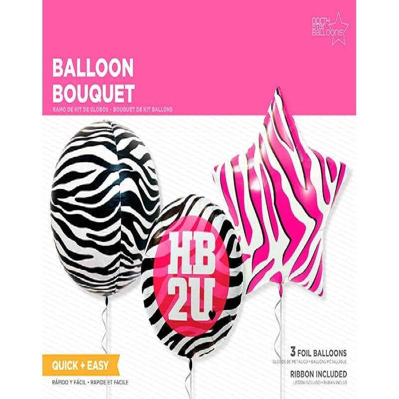 Bouquet de Globos Metálicos Cebra Decoración Original para Cumpleaños